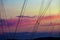 Silhouette Sailing Boat Masts Ropes at Sunset.