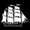 Silhouette of a sailing old ship, sailboat logo