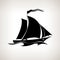 Silhouette sailing vessel on a light background