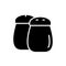 Silhouette Salt and pepper shakers. Outline  icon of pair of spice jar, kitchen utensils for table setting. Black illustration of