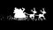 Silhouette Of Santa In A Sleigh And Reindeers Flying In Christmas Night