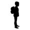 Silhouette schoolboy with backpack pupil stand carrying on back going to school concept come back to school idea education