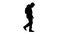 Silhouette Schoolboy with backpack wearing medical mask walking.