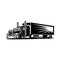 Silhouette of semi truck 18 wheeler with trailer side view vector image isolated