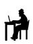 Silhouette senior man grandfather with laptop computer