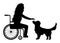 Silhouette service pet and patient isolated on background. Vector illustration dog therapy