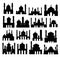 Silhouette set of Arabic minaret Arabian black mosque Muslim