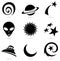 silhouette set of space icons