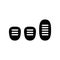 Silhouette set of Three car pedals. Outline icon of Manual Transmission. Black simple illustration of clutch, gas, brake. Flat