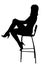 Silhouette of the sexual woman sitting on stool