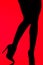Silhouette of sexy woman in heels posing