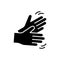 Silhouette of Shaking or clapping hands. Outline icon of palms rubbing against each other. Black simple illustration of applause.