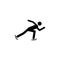 Silhouette Short track speed skating athlete isolated icon. Winter sport games discipline. Black and white design vector illustrat