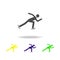 Silhouette Short track speed skating athlete isolated multicolored icon. Winter sport games discipline. Symbol, signs can be used