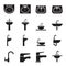 Silhouette sink, Wash basin, Faucet icon set