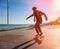 Silhouette of skateboarder