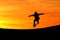 Silhouette of skateboarder in sunset