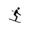 Silhouette Skier athlete isolated icon. Winter sport games discipline. Black and white design vector illustration. Web pictogram i