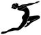 Silhouette of slender lady. Girl gymnast. The woman is flexible and graceful. She is jumping. Graphic image. Vector illustratio