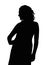 Silhouette of Slim Girl Posing at Beauty Pageant