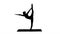 Silhouette Slim woman standing in yoga pose dandayamana dhanurasana.