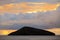 Silhouette of a small island at sunrise, Galapagos National Park