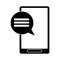 Silhouette smartphone communication bubble speech