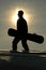 Silhouette of a snowboarder