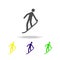 Silhouette snowboarder athlete isolated multicolored icon. Winter sport games discipline. Symbol, signs can be used for web, logo,