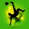 Silhouette soccer player overhead kick
