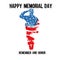 Silhouette of a soldier saluting with the text Memorial day remember and honor. American flag.
