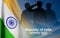 Silhouette of soldiers with India flag