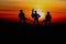 Silhouette Soldiers with sunset and copy space add text Concept stop hostilities To peace