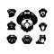 Silhouette Solid Vector Icon Set Of Dog, Breeds, Canine, Pooch, Hound, Puppy, Mutt, Pet, Doggy.