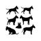 Silhouette Solid Vector Icon Set Of Dog, Breeds, Canine, Pooch, Hound, Puppy, Mutt, Pet, Doggy.