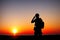 Silhouette Of A Solider Saluting Against the Sunrise Concept protection patriotism honor