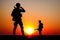 Silhouette Of A Solider Saluting Against the Sunrise Concept protection patriotism honor