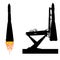 Silhouette space ship before the launch into orbit. Vector illustration