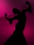 Silhouette of Spanish woman Flamenco dancer dancing