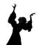 Silhouette of Spanish woman Flamenco dancer dancing Sevillanas