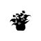 silhouette spathiphyllum with flowers houseplant. Indoor potted plant vector black and white outline doodle illustration