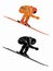 Silhouette of speed skier, vector draw