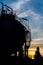 Silhouette of sphere gas storage tank