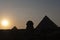 Silhouette of Sphinx and Pyramids