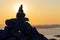 Silhouette of stack of rocks on top of the mountain overlooking the adriatic sea