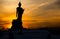 Silhouette standing big Buddha in Phutthamonthon