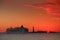 The silhouette of Statue of Liberty sunset