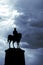 Silhouette of Statue of Mustafa Kemal Ataturk in Ulus Ankara with cloudy sky