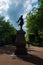 Silhouette of the statue of Peter 1 in Peterhof lower garden, St