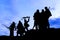 Silhouette of Statue soldiers marching to war at the Monument to